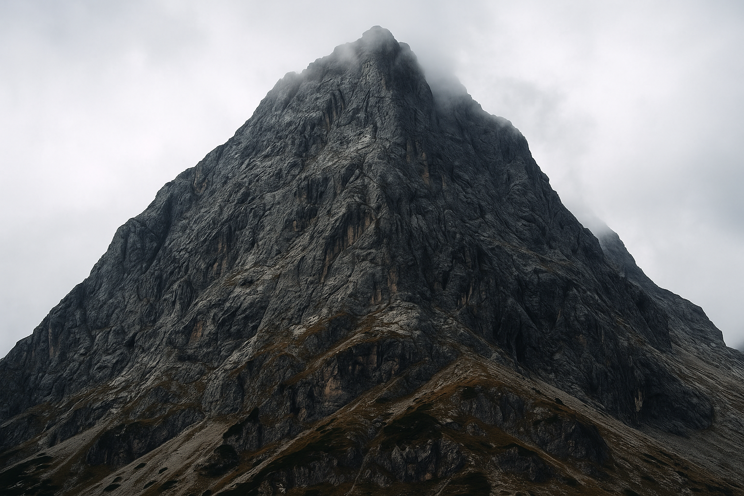 高く険しい山の風景